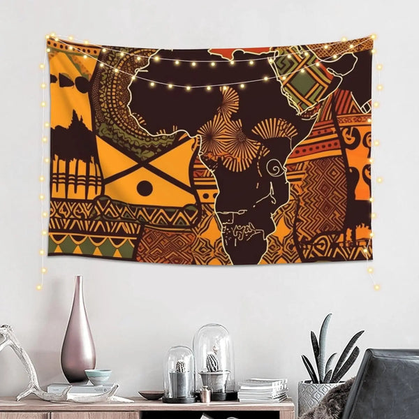 Chic African Map Tapestry Decor